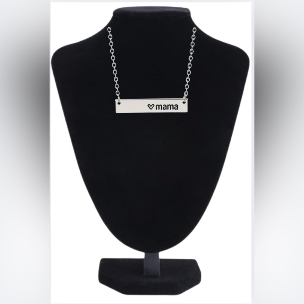 Silver 'Mama' Bar Necklace